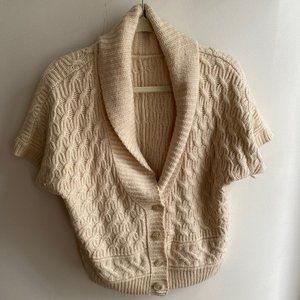 Anthropologie Off-White Short Sleeve Cardigan M